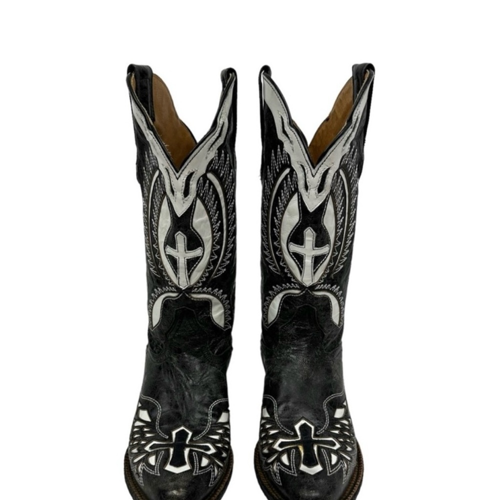 J.B. Dillon Black and White Heeled Boots